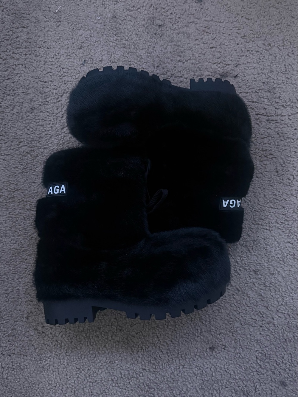 Balenciaga Black Faux Fur Boots